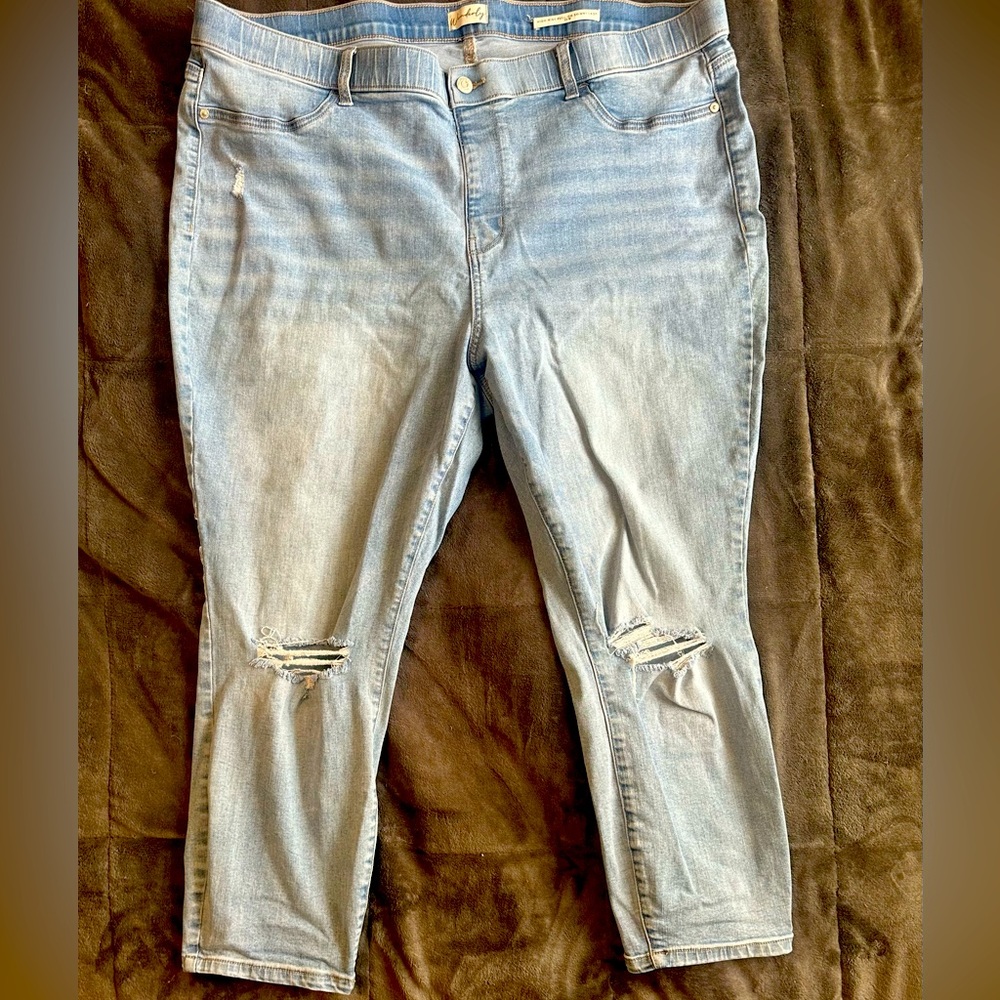 Wonderly High Rise Pull On Skinny Crop 22  Jeans distressed